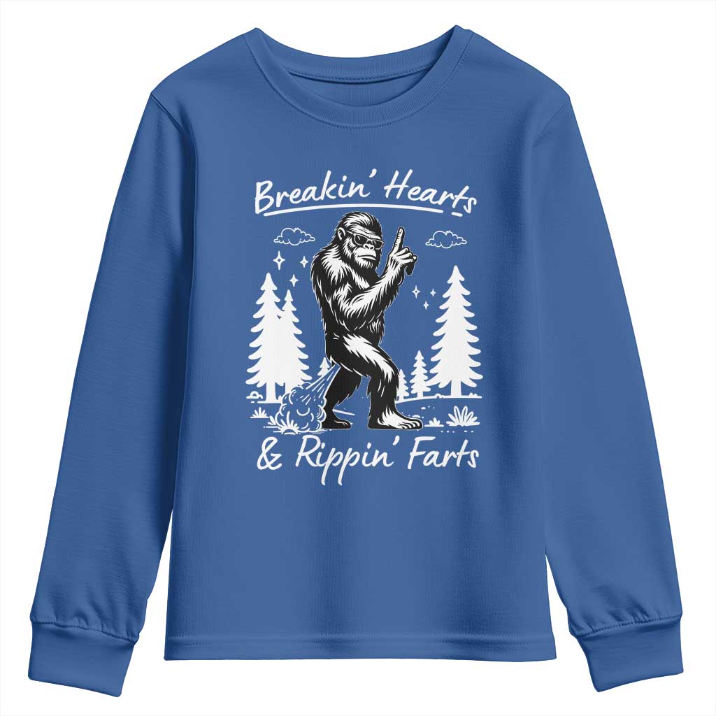 Funny Bigfoot Sasquatch Youth Sweatshirt Breakin Hearts And Rippin Farts - Wonder Print Shop