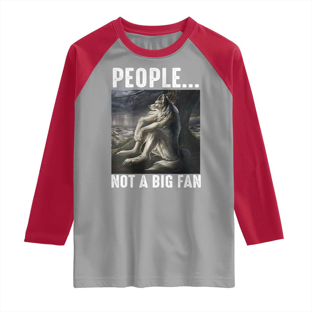 Funny Alpha Wolf Meme Raglan Shirt Sarcastic People Not A Big Fan - Wonder Print Shop