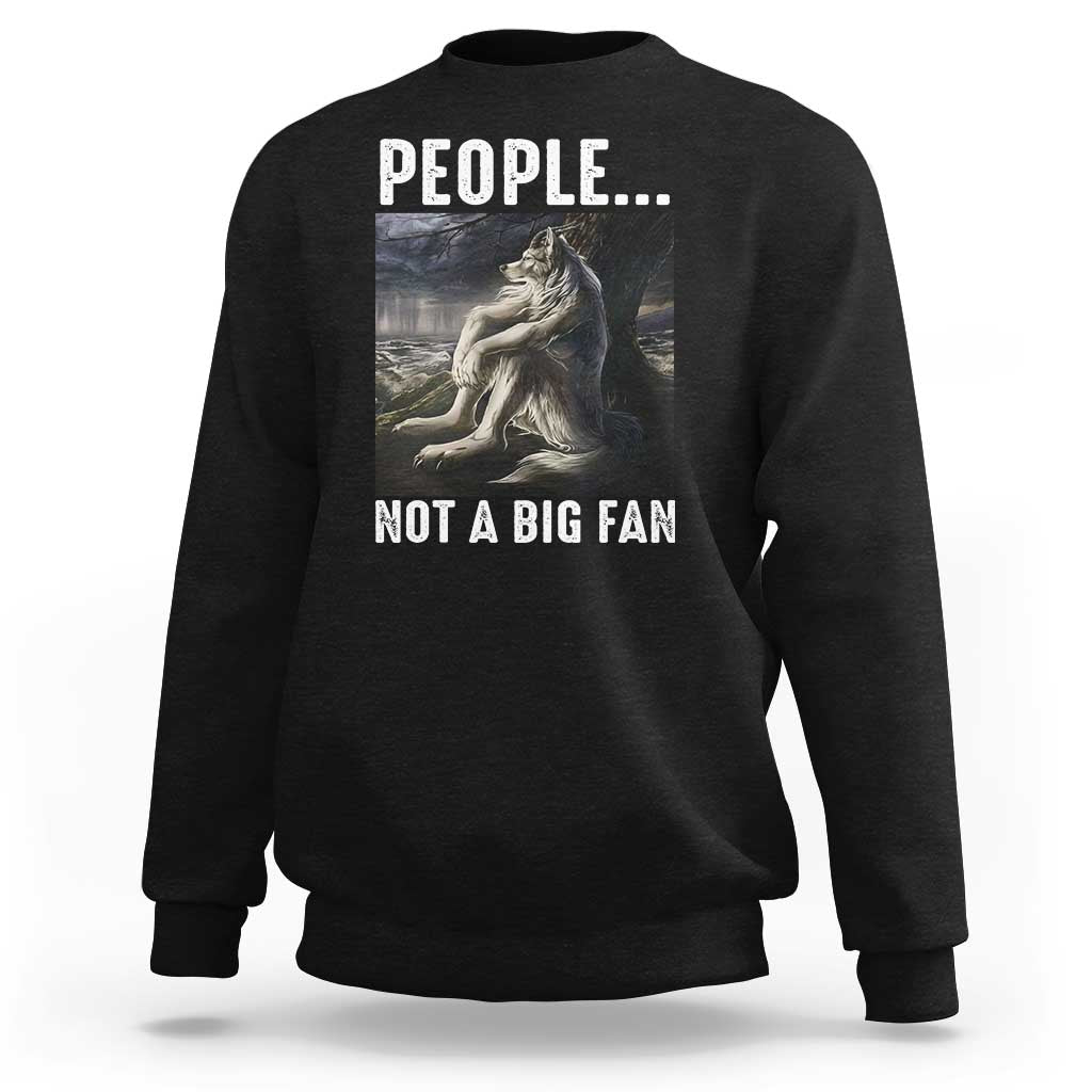 Funny Alpha Wolf Meme Sweatshirt Sarcastic People Not A Big Fan - Wonder Print Shop