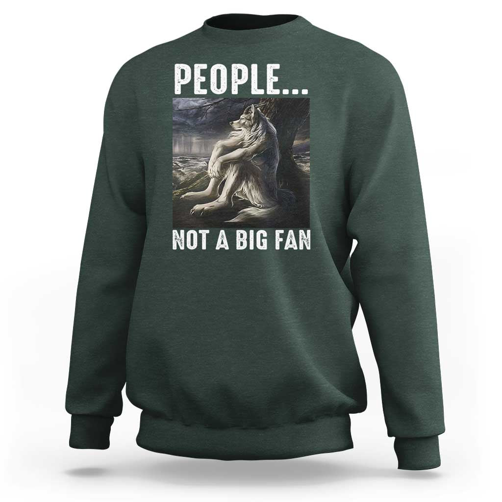 Funny Alpha Wolf Meme Sweatshirt Sarcastic People Not A Big Fan - Wonder Print Shop