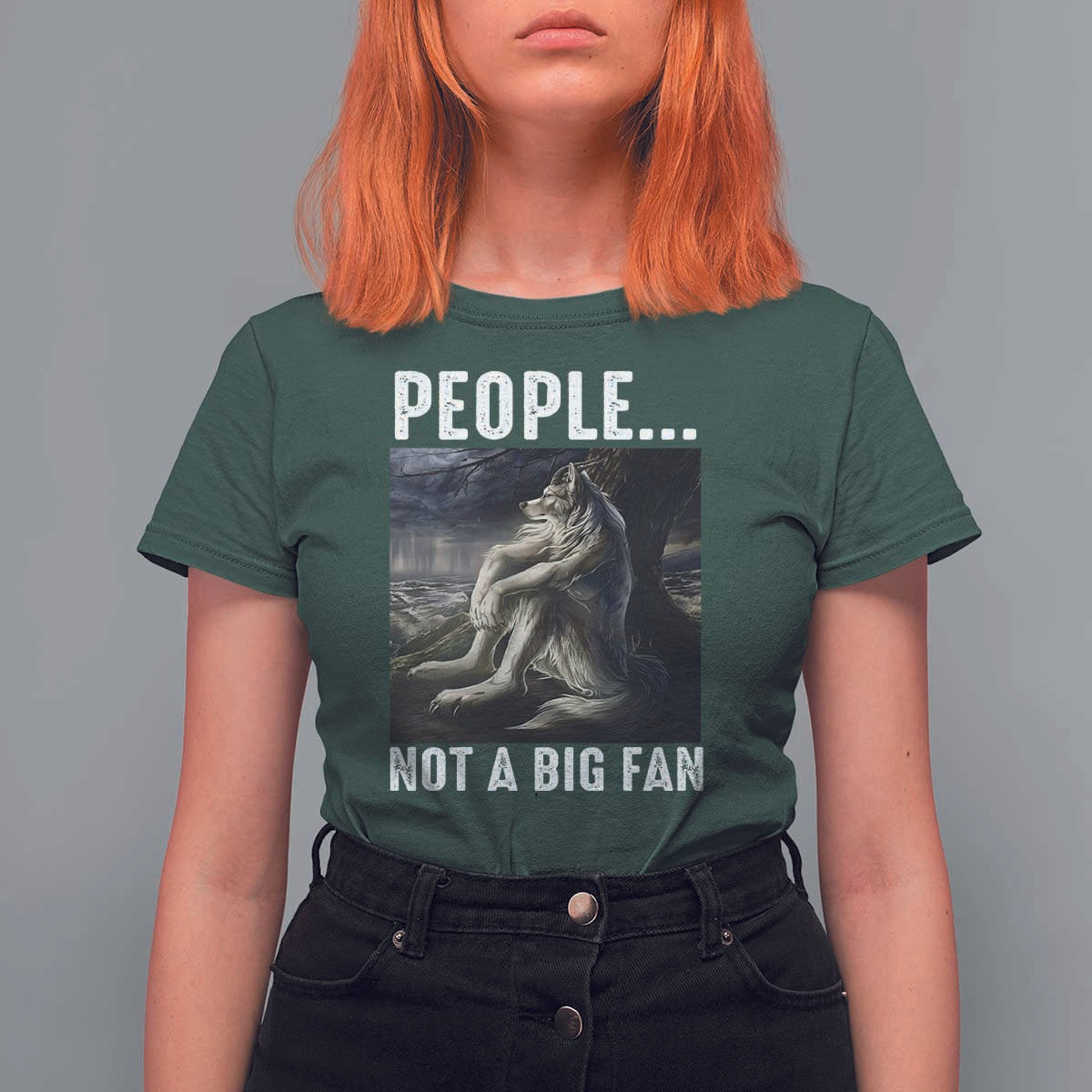 Funny Alpha Wolf Meme T Shirt For Women Sarcastic People Not A Big Fan - Wonder Print Shop
