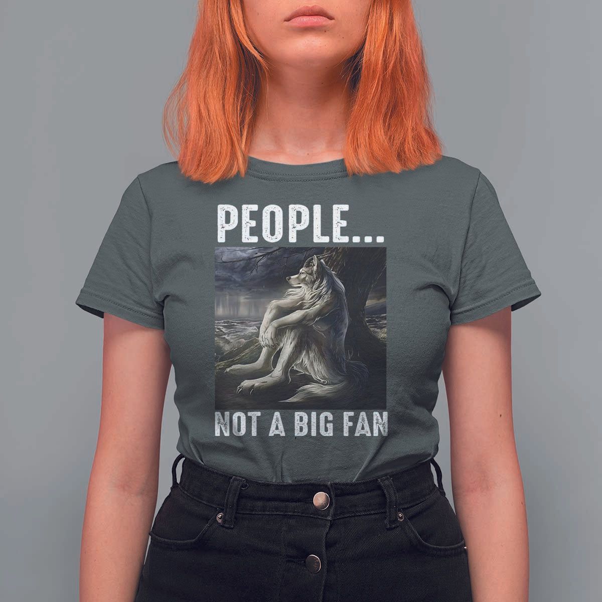 Funny Alpha Wolf Meme T Shirt For Women Sarcastic People Not A Big Fan - Wonder Print Shop