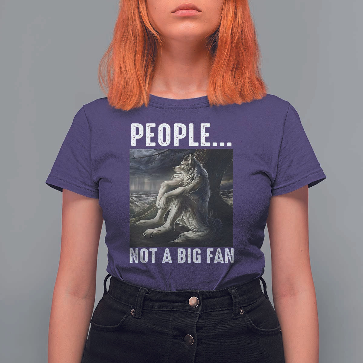 Funny Alpha Wolf Meme T Shirt For Women Sarcastic People Not A Big Fan - Wonder Print Shop