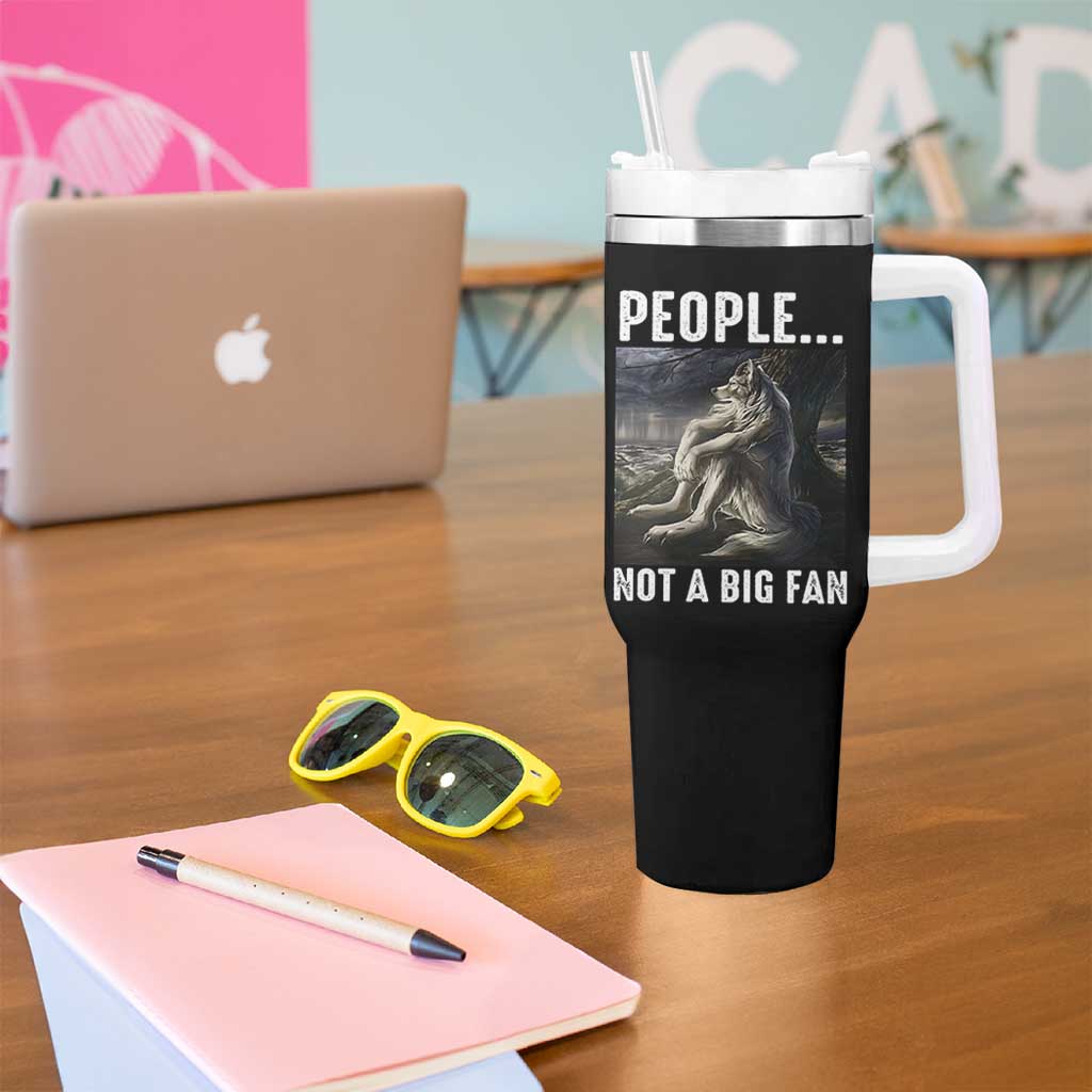 Funny Alpha Wolf Meme Tumbler With Handle Sarcastic People Not A Big Fan