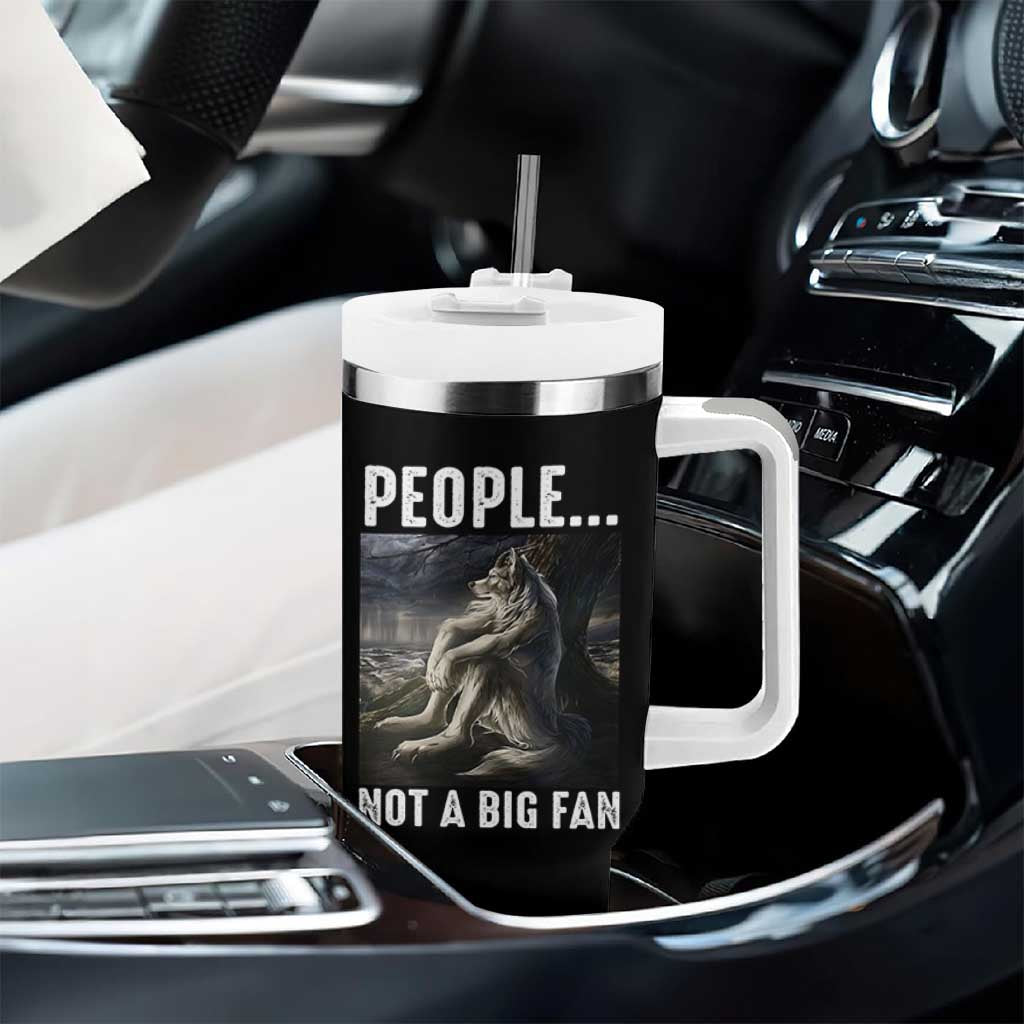 Funny Alpha Wolf Meme Tumbler With Handle Sarcastic People Not A Big Fan