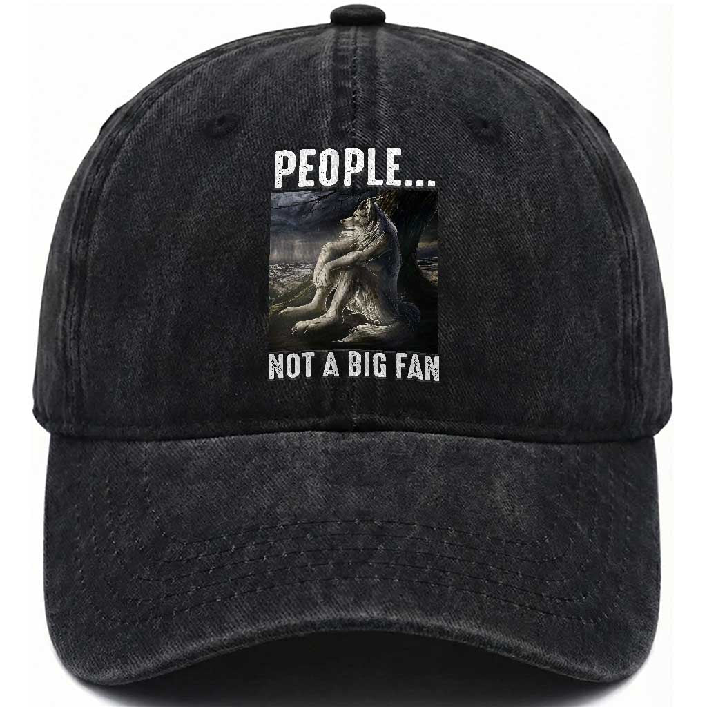 Funny Alpha Wolf Meme Washed Cotton Baseball Cap Sarcastic People Not A Big Fan