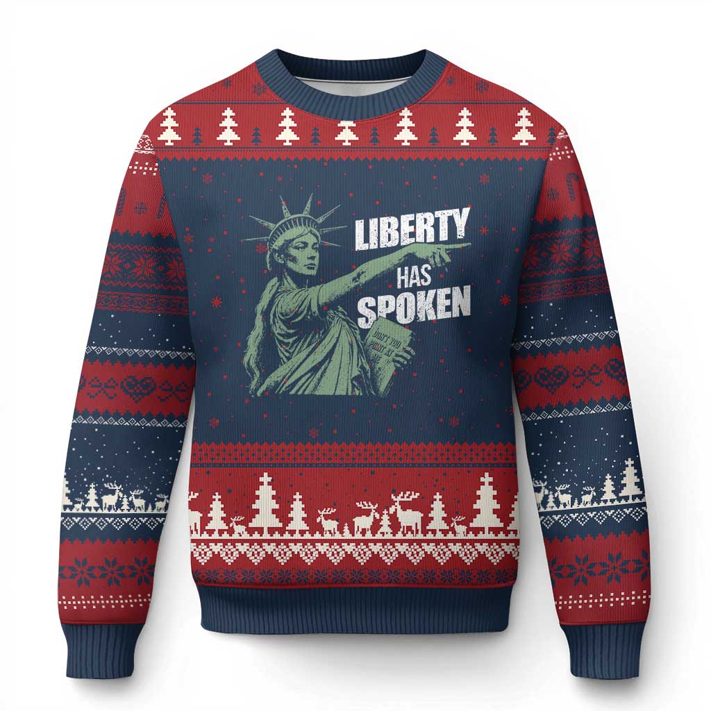 Funny Basketball Point God Liberty Meme Ugly Christmas Sweater Has Spoken Patriotic USA