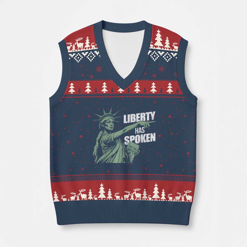 Funny Basketball Point God Liberty Meme V-Neck Knit Sweater Vest Has Spoken Patriotic USA
