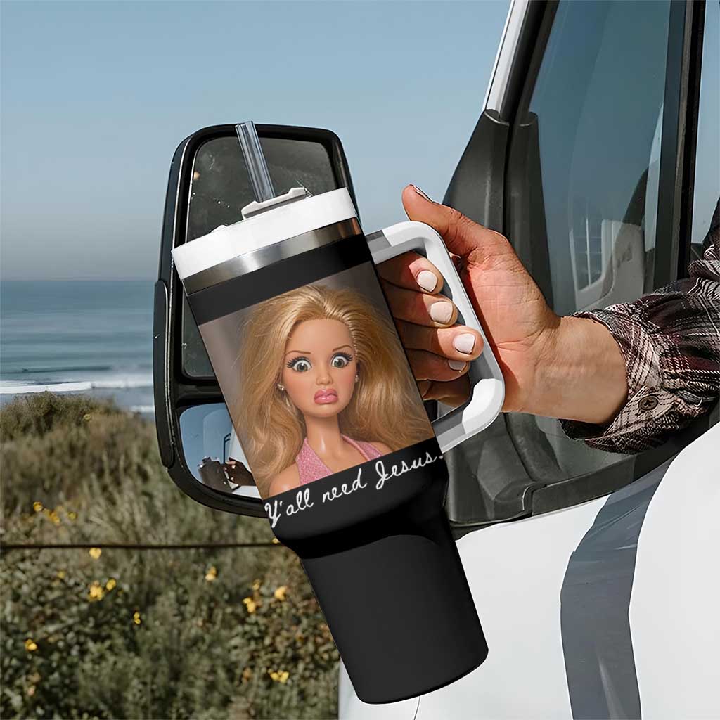 Y'all Need Jesus Tumbler With Handle Funny Girls Meme Saying Christian Humor