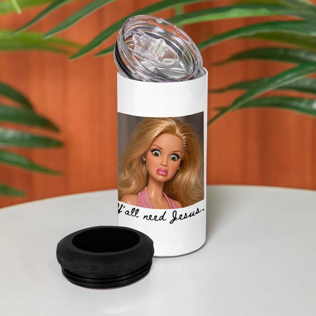 Ya'll Need Jesus Disgusted Face Christian Funny 4 in 1 Can Cooler Tumbler