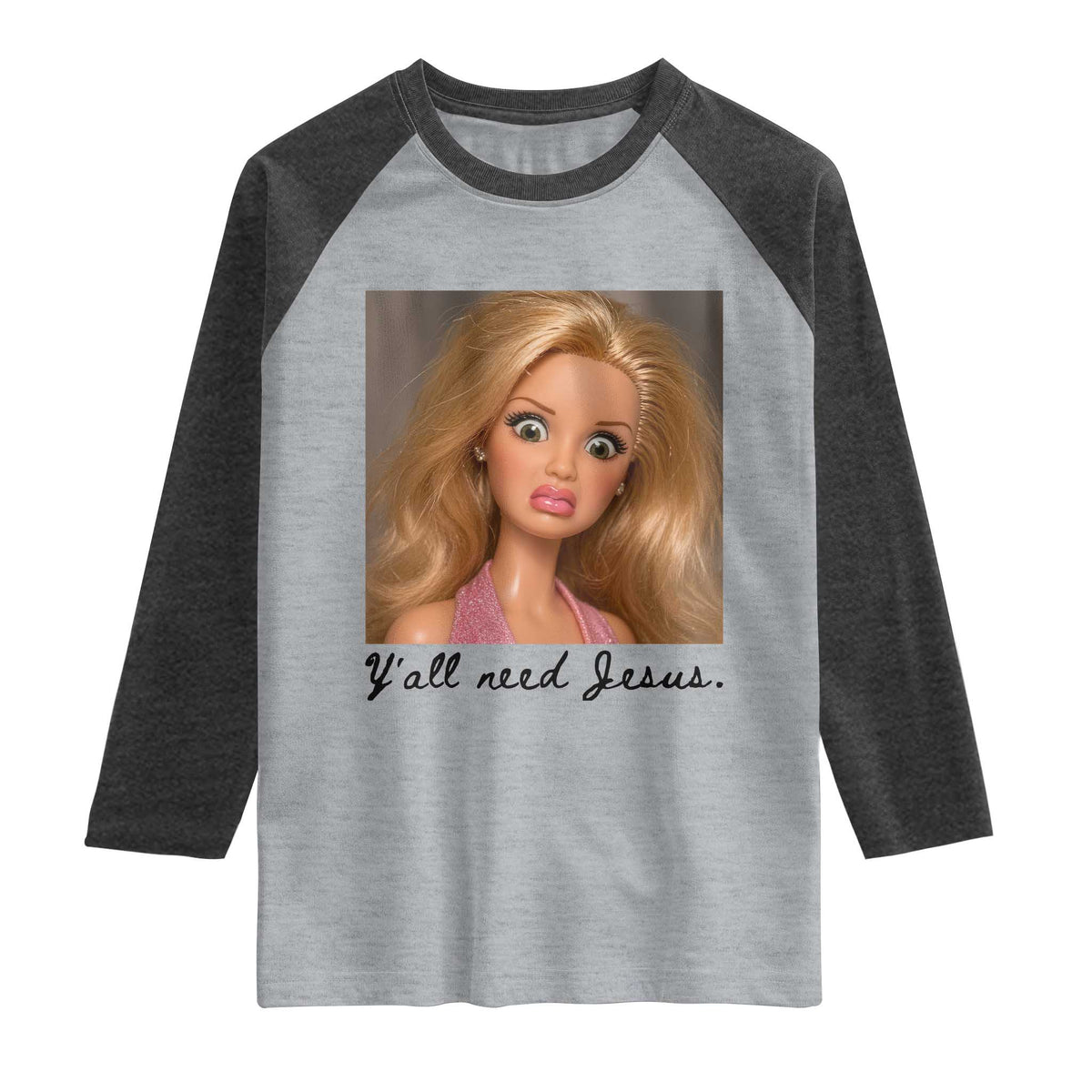 Ya'll Need Jesus Disgusted Face Christian Funny Raglan Shirt