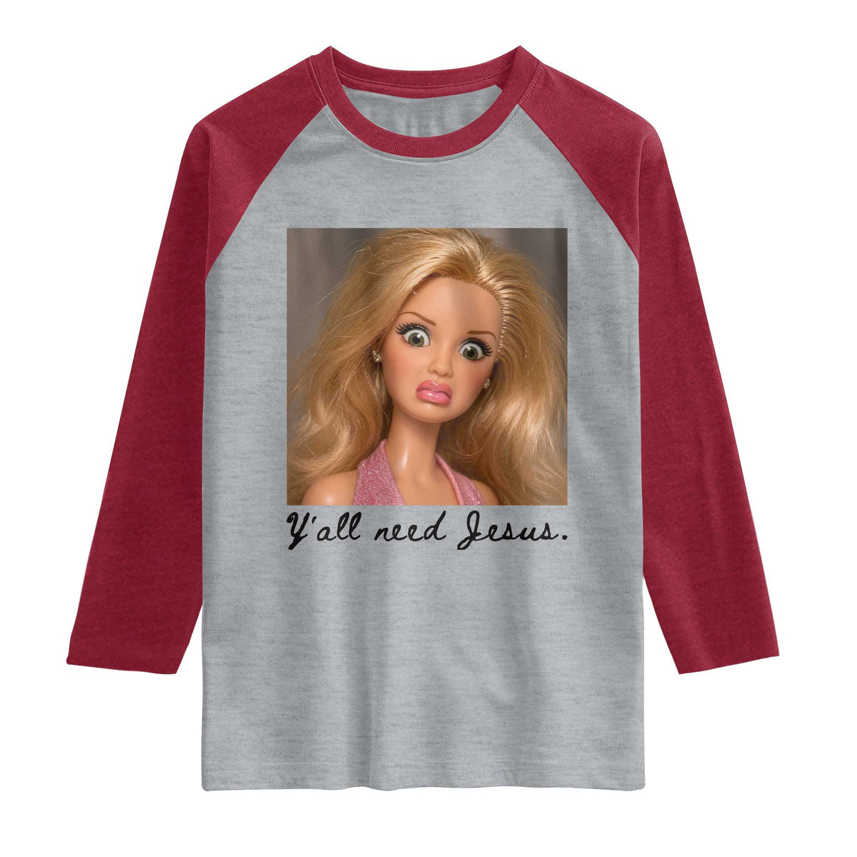 Ya'll Need Jesus Disgusted Face Christian Funny Raglan Shirt