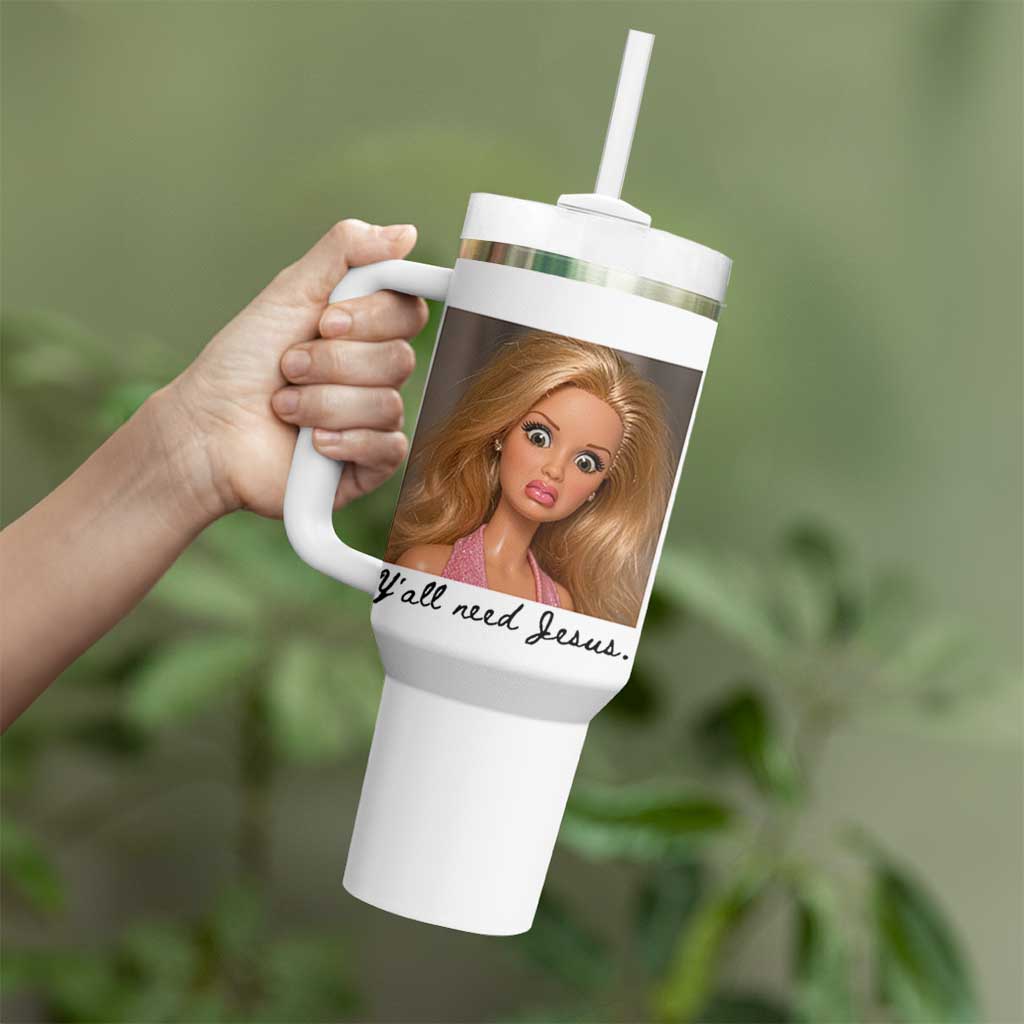 Ya'll Need Jesus Disgusted Face Christian Funny Tumbler With Handle