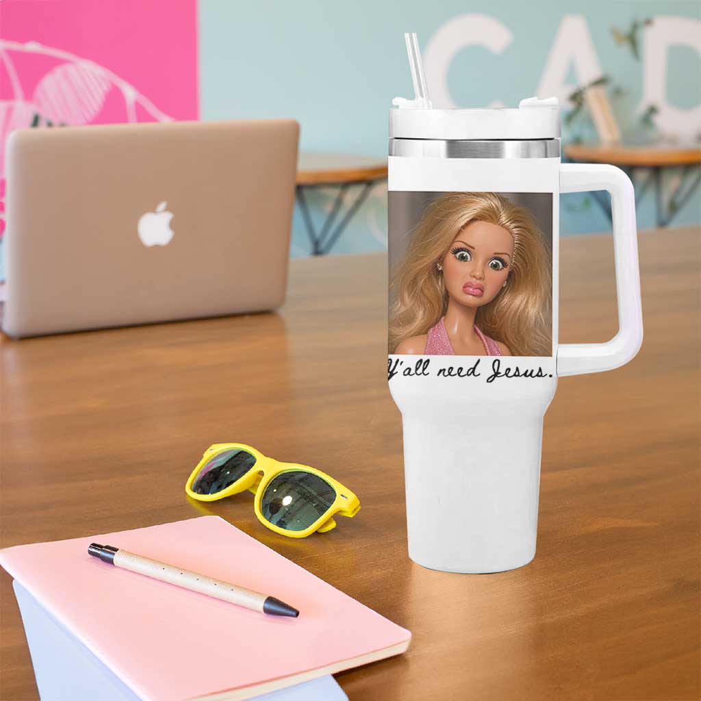Ya'll Need Jesus Disgusted Face Christian Funny Tumbler With Handle