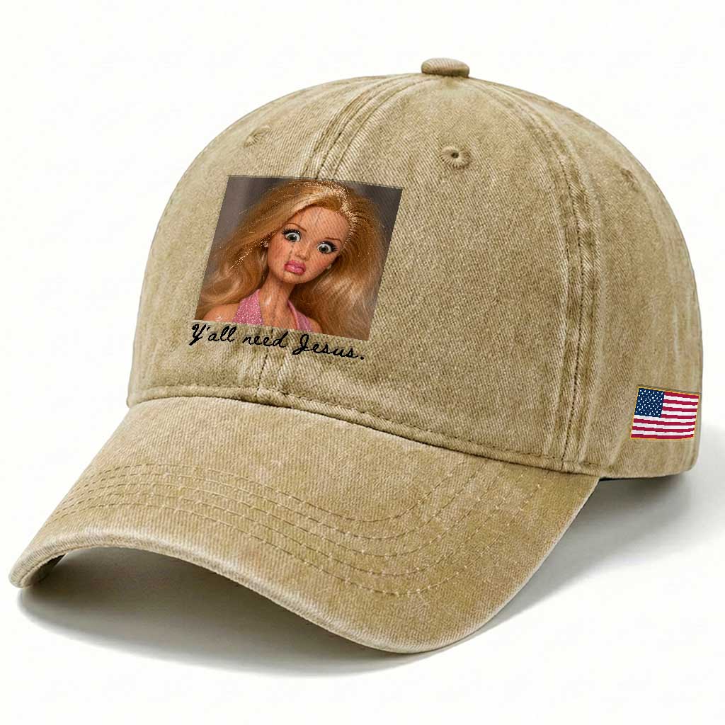 Ya'll Need Jesus Disgusted Face Christian Funny Washed Cotton Baseball Cap