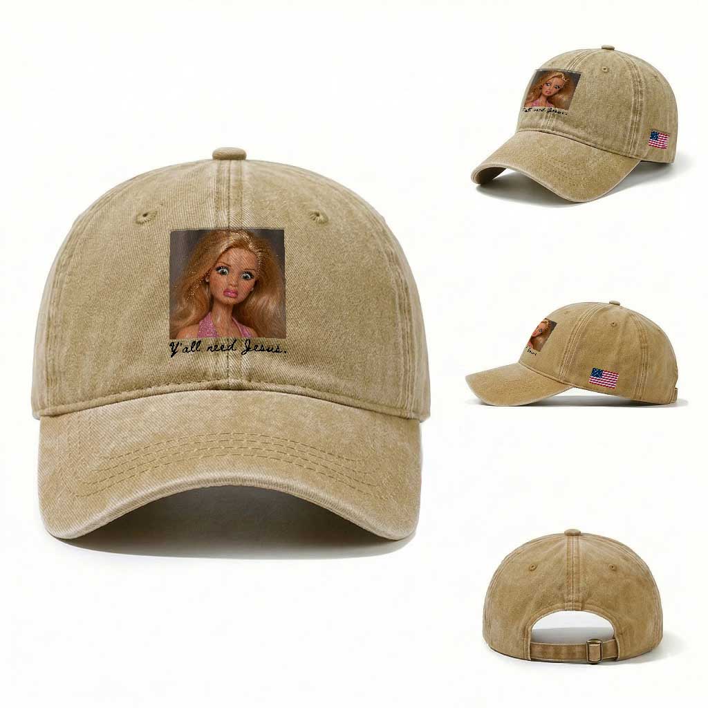 Ya'll Need Jesus Disgusted Face Christian Funny Washed Cotton Baseball Cap