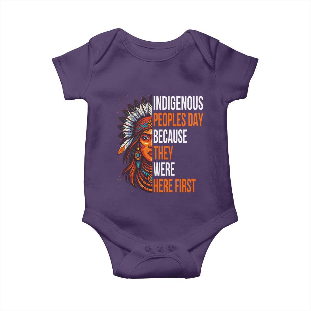 Native American Day Baby Onesie Indigenous People Day Because They Were Here First - Wonder Print Shop