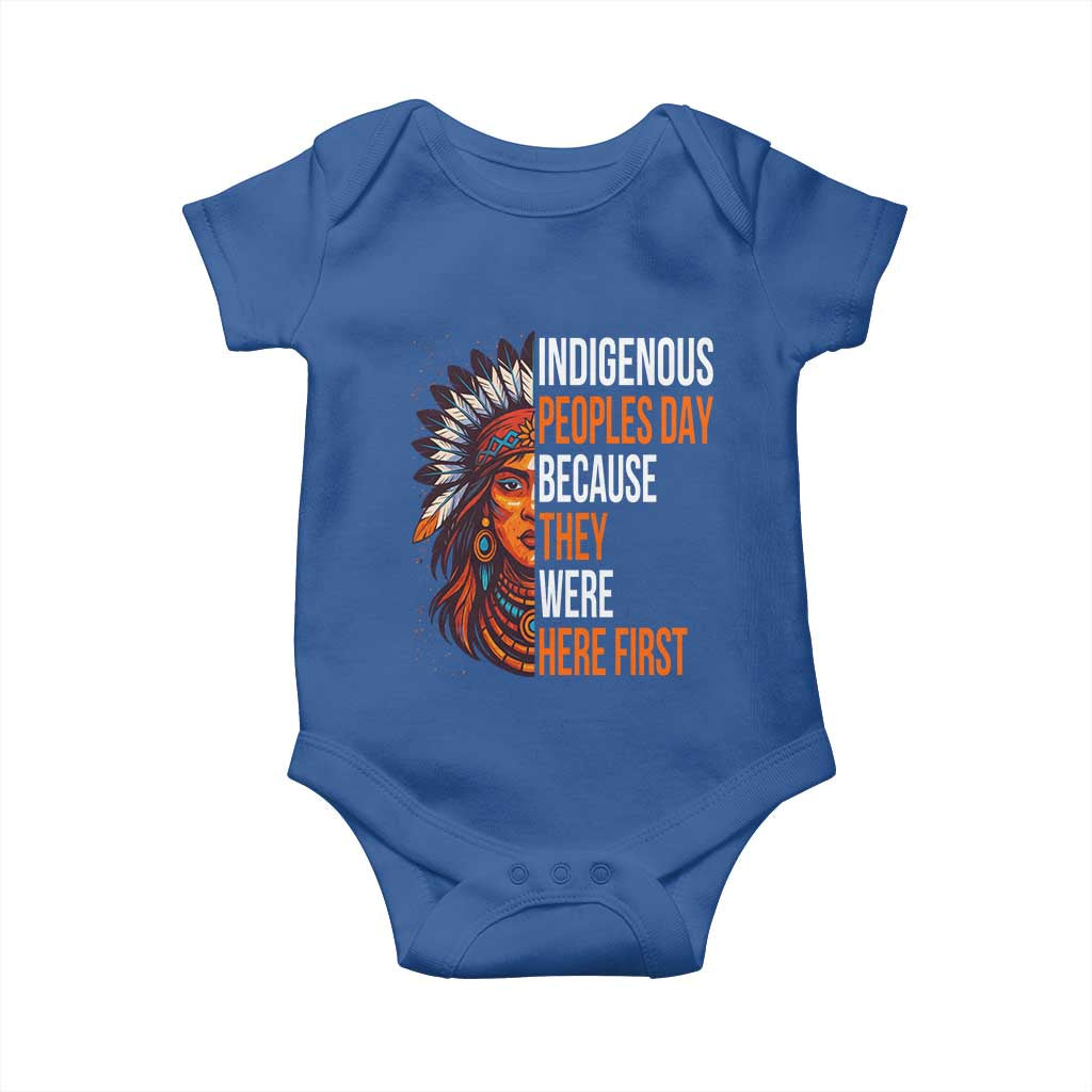 Native American Day Baby Onesie Indigenous People Day Because They Were Here First - Wonder Print Shop