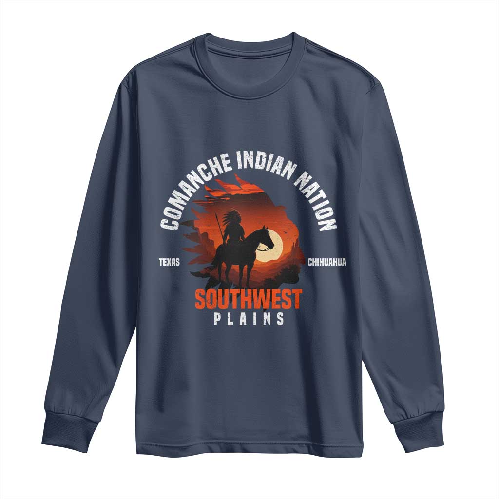 Comanche Native American Indian Chief Respect Long Sleeve Shirt - Wonder Print Shop