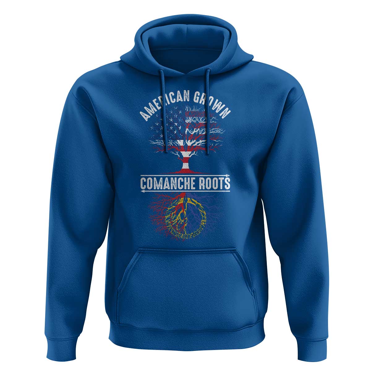 Distressed Tree Hoodie American Grown with Comanche Roots - Wonder Print Shop