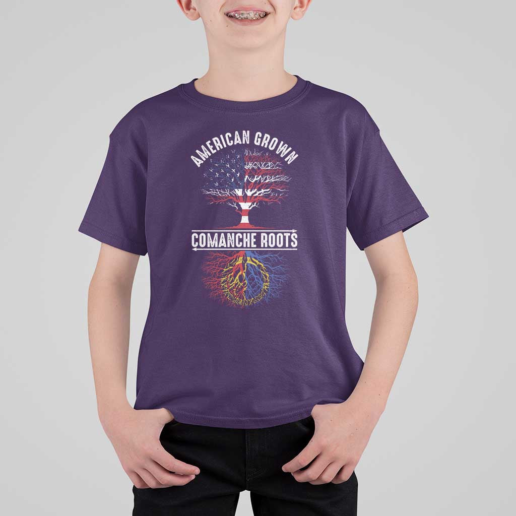 Distressed Tree T Shirt For Kid American Grown with Comanche Roots - Wonder Print Shop