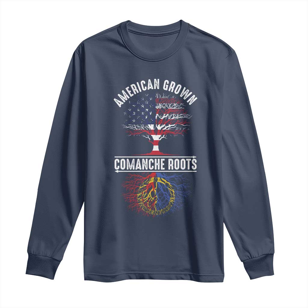 Distressed Tree Long Sleeve Shirt American Grown with Comanche Roots - Wonder Print Shop
