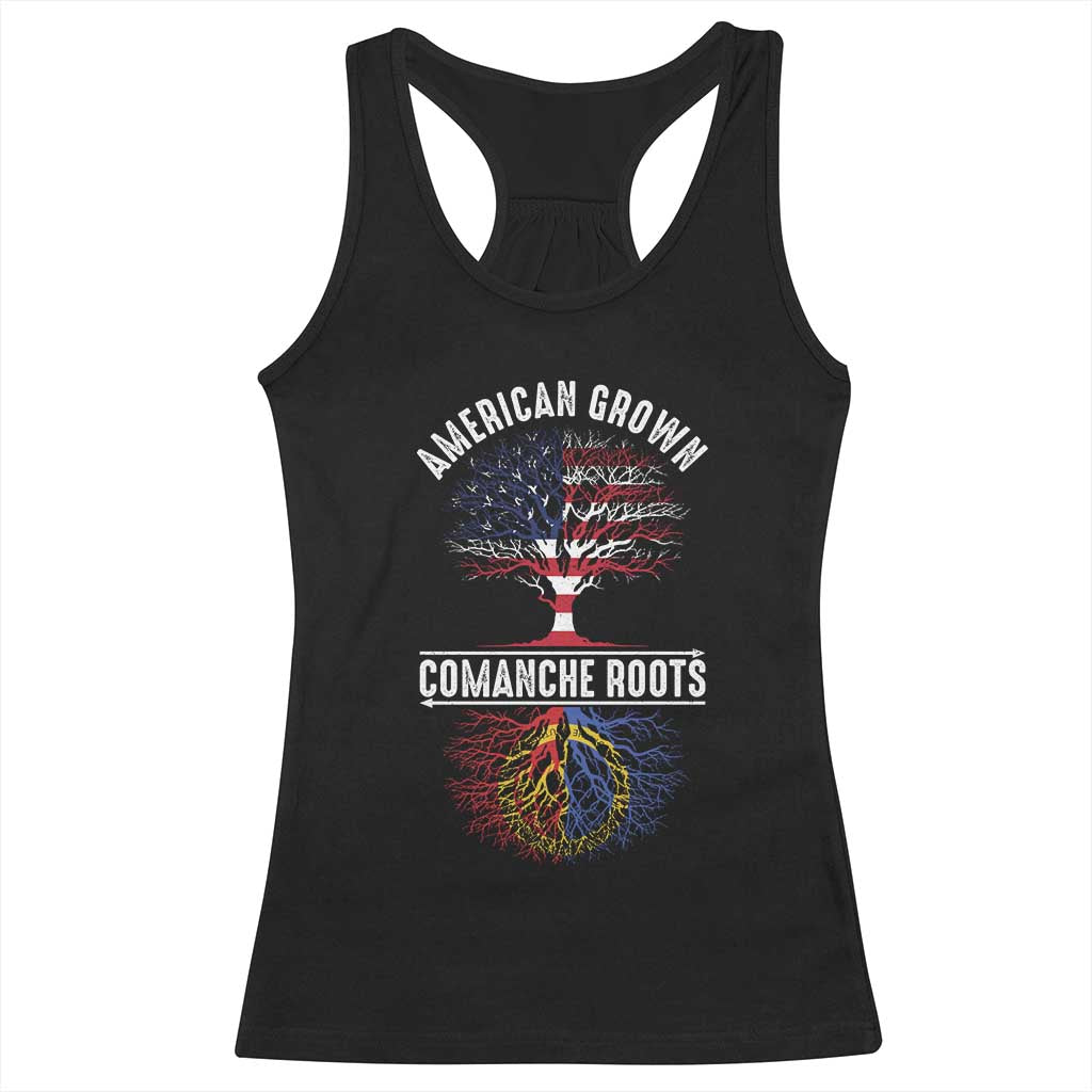 Distressed Tree Racerback Tank Top American Grown with Comanche Roots - Wonder Print Shop