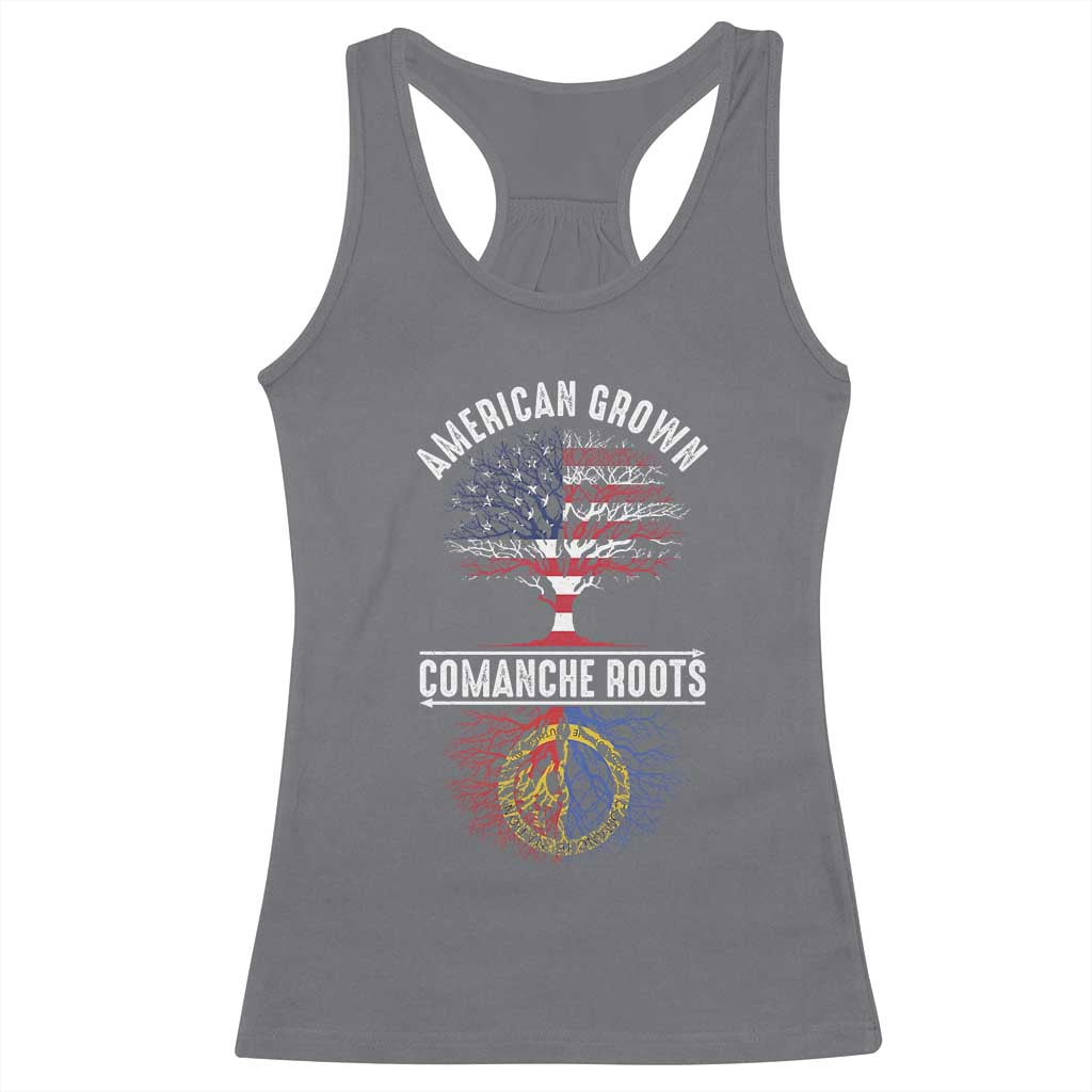 Distressed Tree Racerback Tank Top American Grown with Comanche Roots - Wonder Print Shop