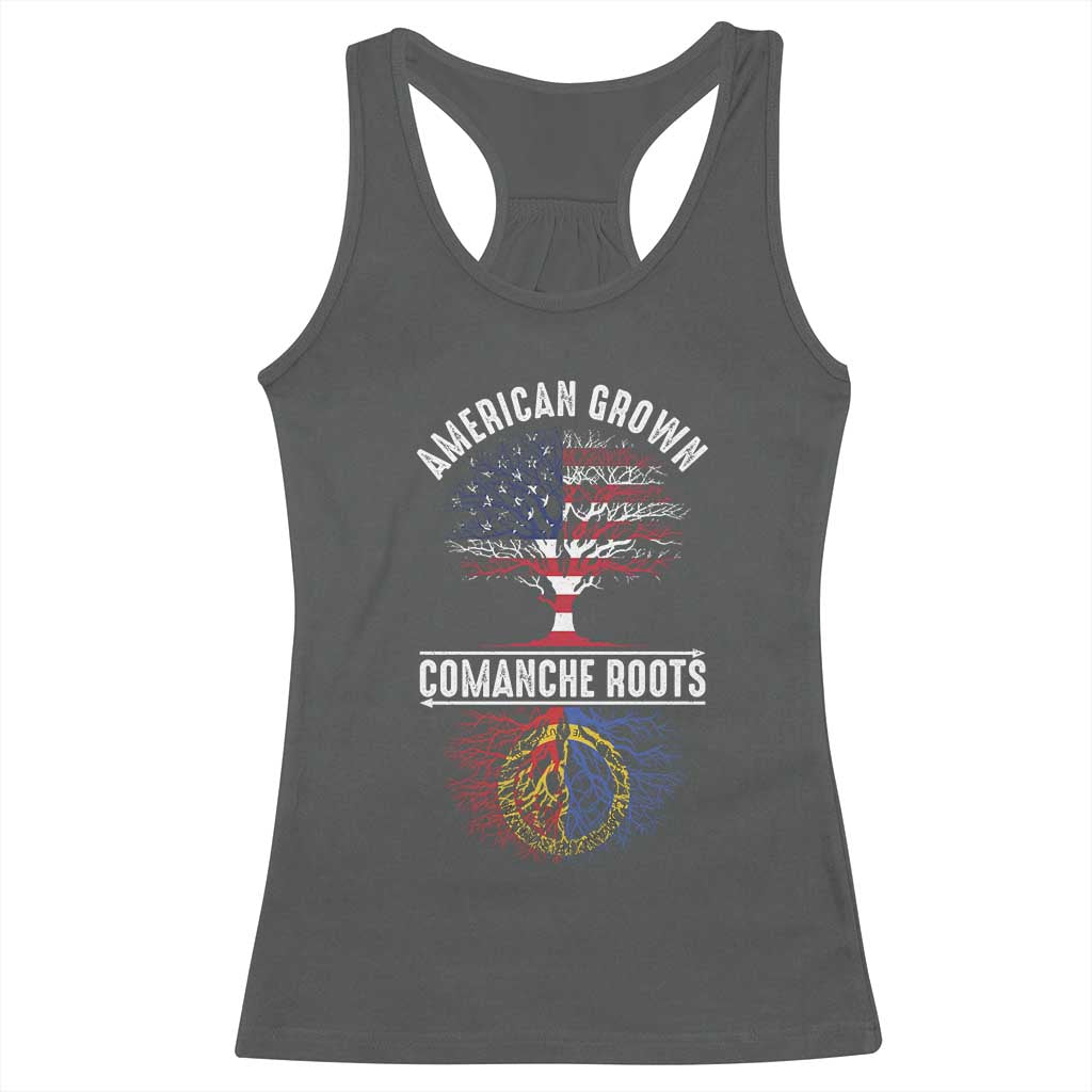Distressed Tree Racerback Tank Top American Grown with Comanche Roots - Wonder Print Shop