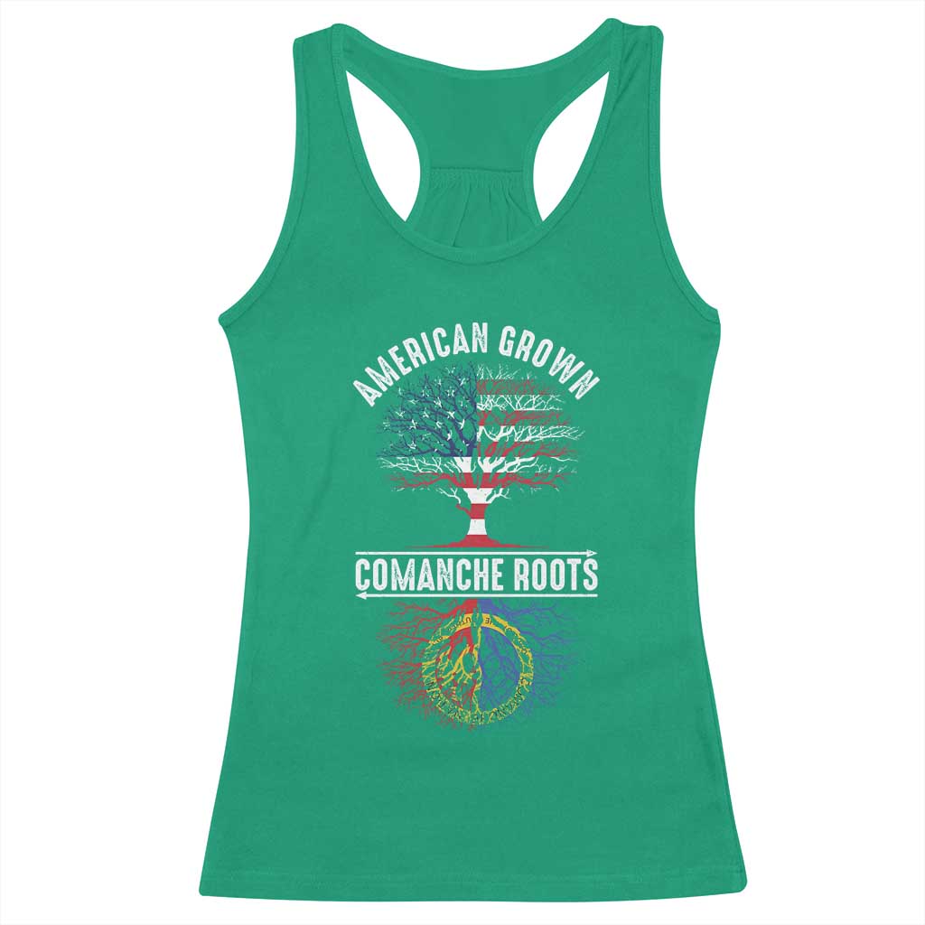 Distressed Tree Racerback Tank Top American Grown with Comanche Roots - Wonder Print Shop