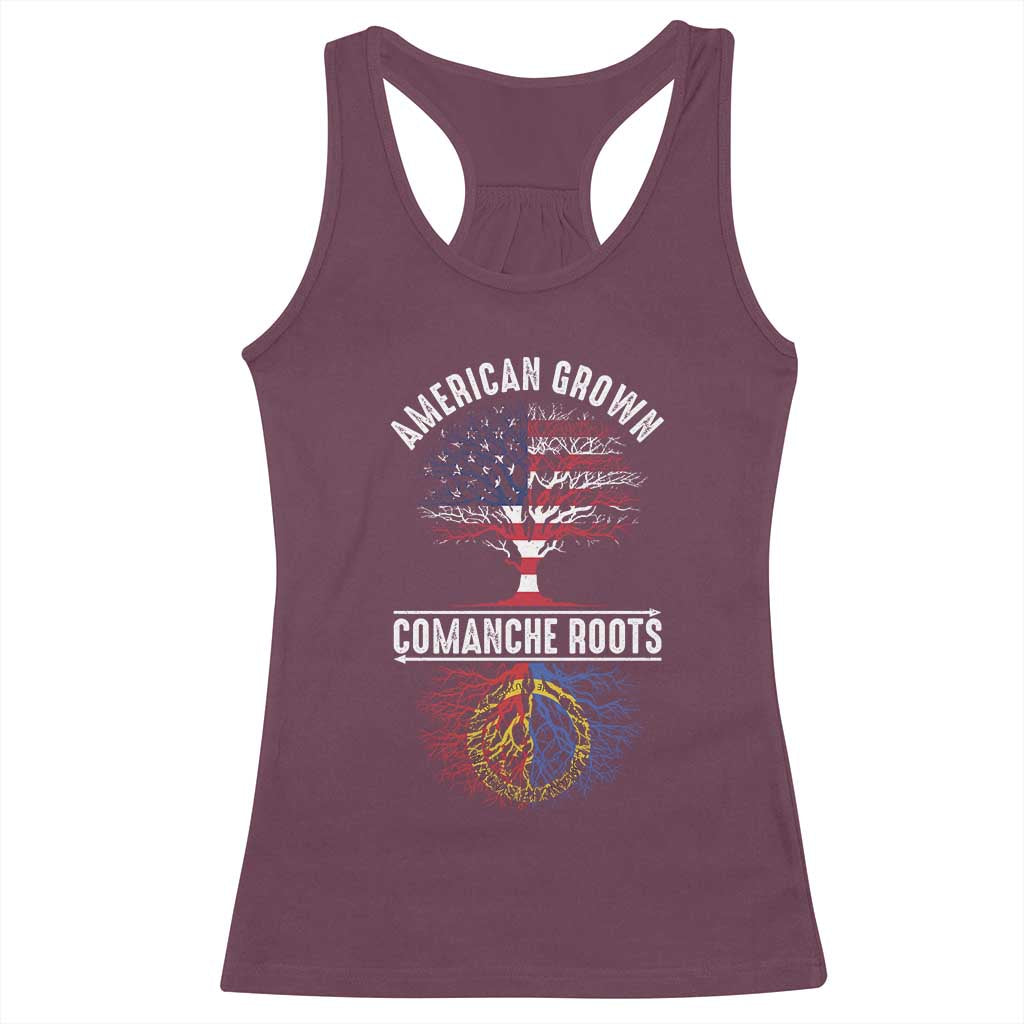 Distressed Tree Racerback Tank Top American Grown with Comanche Roots - Wonder Print Shop