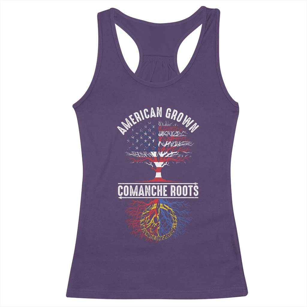 Distressed Tree Racerback Tank Top American Grown with Comanche Roots - Wonder Print Shop