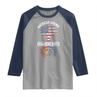 Distressed Tree Raglan Shirt American Grown with Comanche Roots - Wonder Print Shop