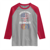 Distressed Tree Raglan Shirt American Grown with Comanche Roots - Wonder Print Shop