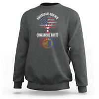 Distressed Tree Sweatshirt American Grown with Comanche Roots - Wonder Print Shop