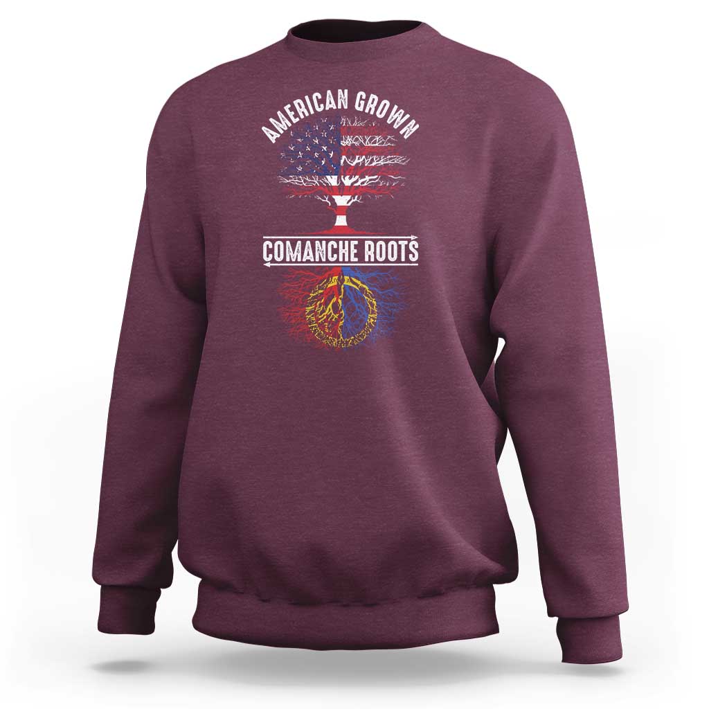 Distressed Tree Sweatshirt American Grown with Comanche Roots - Wonder Print Shop