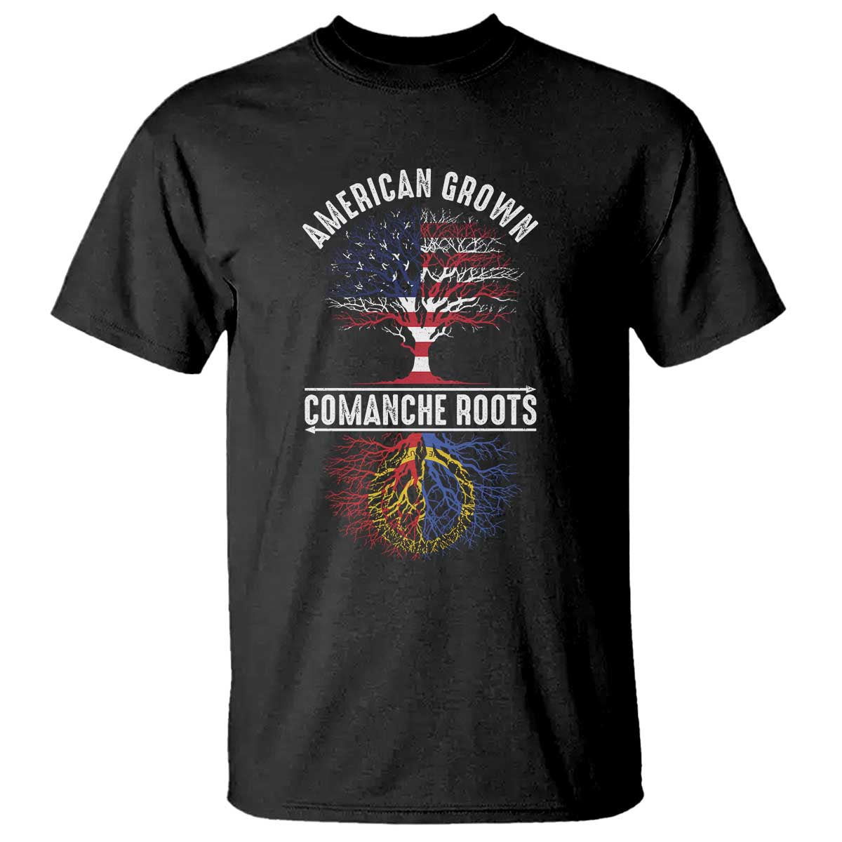 Distressed Tree T Shirt American Grown with Comanche Roots - Wonder Print Shop