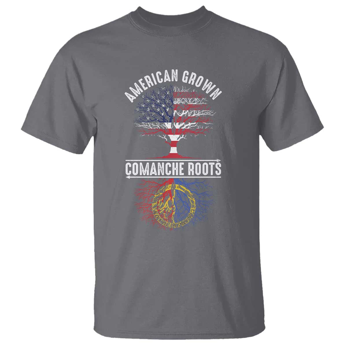 Distressed Tree T Shirt American Grown with Comanche Roots - Wonder Print Shop
