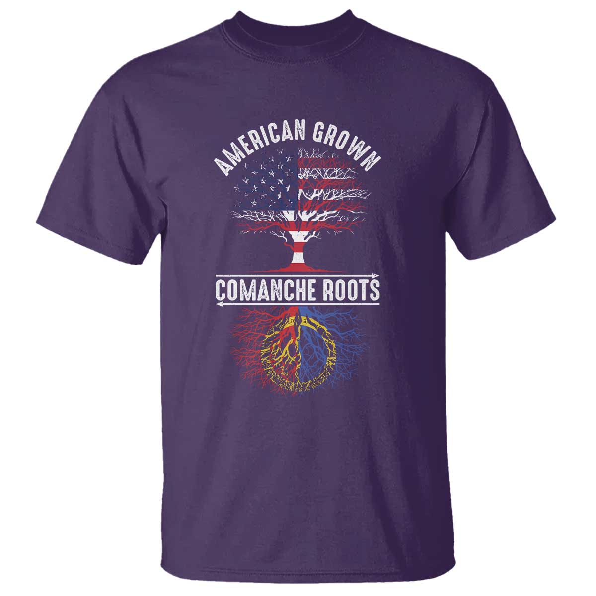 Distressed Tree T Shirt American Grown with Comanche Roots - Wonder Print Shop