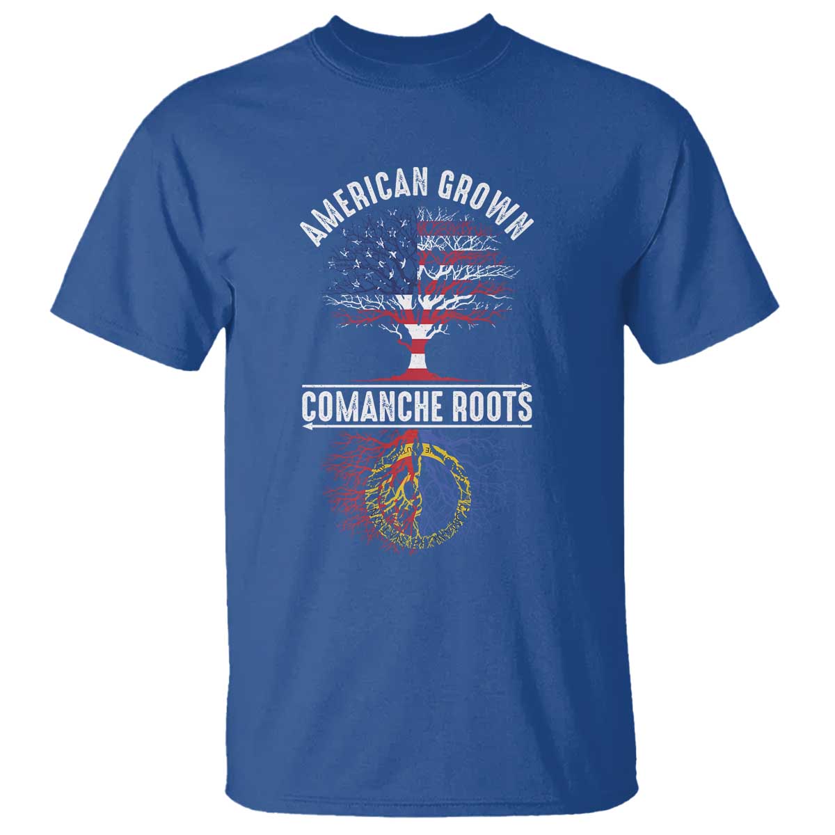 Distressed Tree T Shirt American Grown with Comanche Roots - Wonder Print Shop