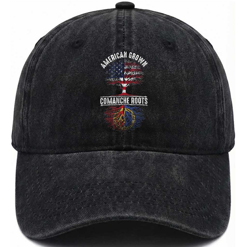 Distressed Tree Washed Cotton Baseball Cap American Grown with Comanche Roots
