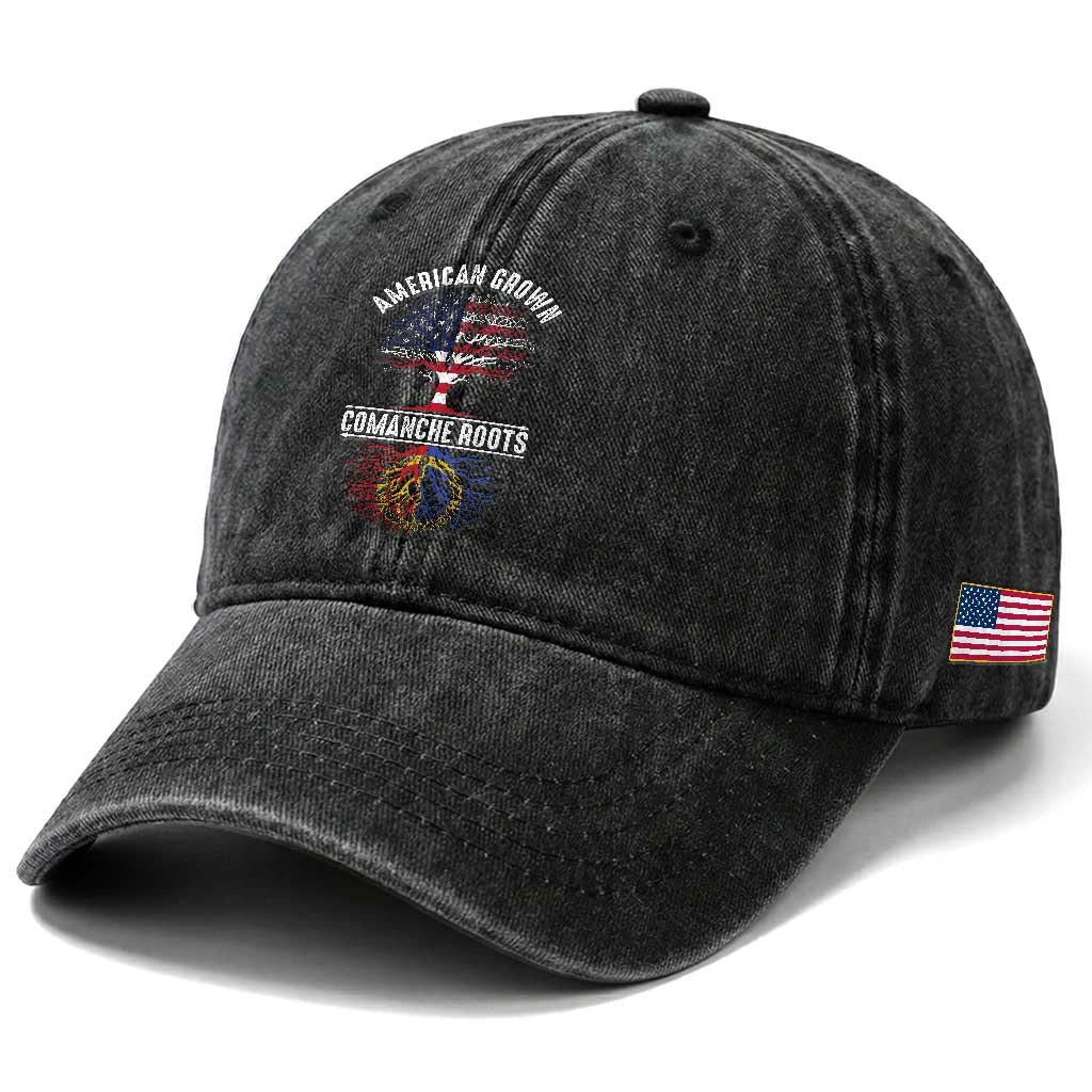 Distressed Tree Washed Cotton Baseball Cap American Grown with Comanche Roots