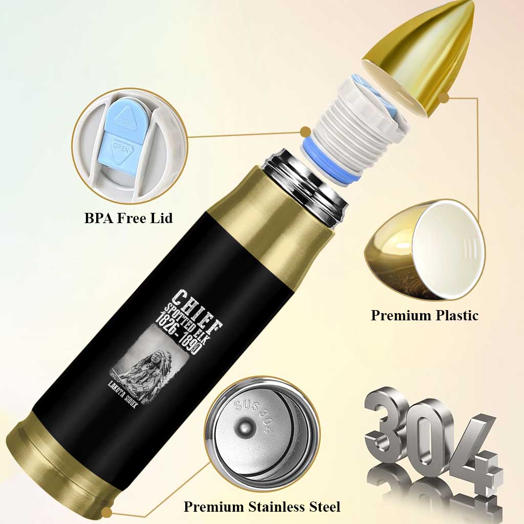 Native American Indian Chief Bullet Tumbler Lakota Sioux Chief Spotted Elk