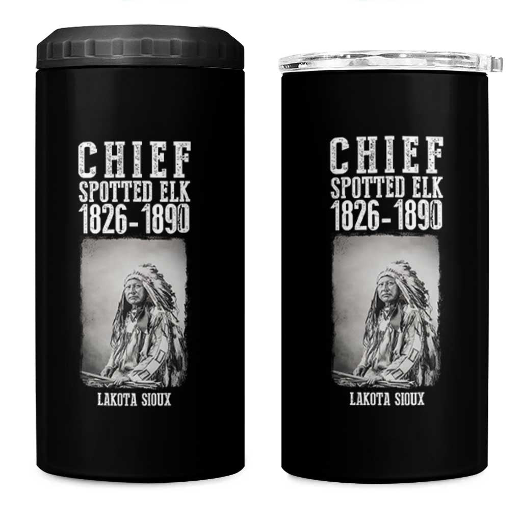 Native American Indian Chief 4 in 1 Can Cooler Tumbler Lakota Sioux Chief Spotted Elk