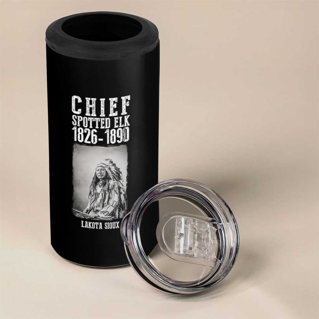Native American Indian Chief 4 in 1 Can Cooler Tumbler Lakota Sioux Chief Spotted Elk