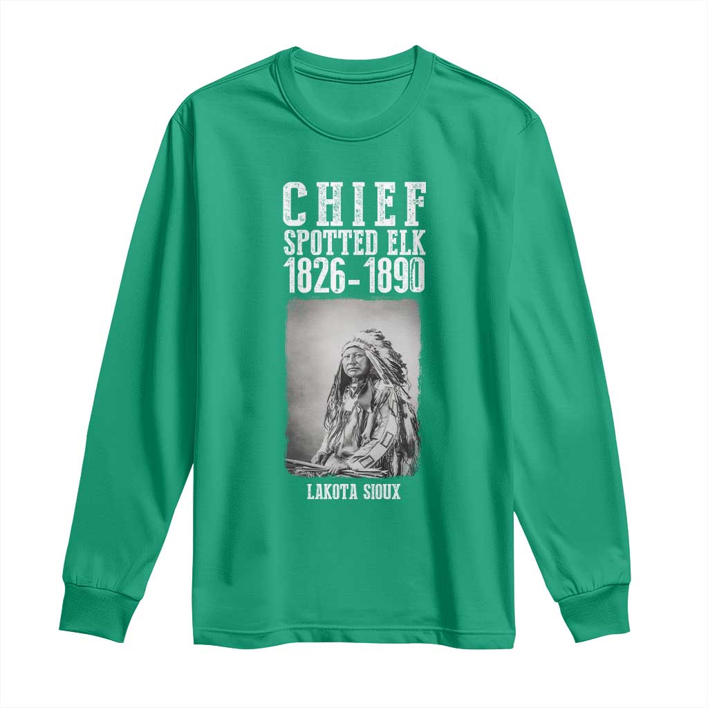 Native American Indian Chief Long Sleeve Shirt Lakota Sioux Chief Spotted Elk - Wonder Print Shop