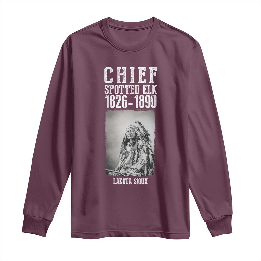 Native American Indian Chief Long Sleeve Shirt Lakota Sioux Chief Spotted Elk - Wonder Print Shop