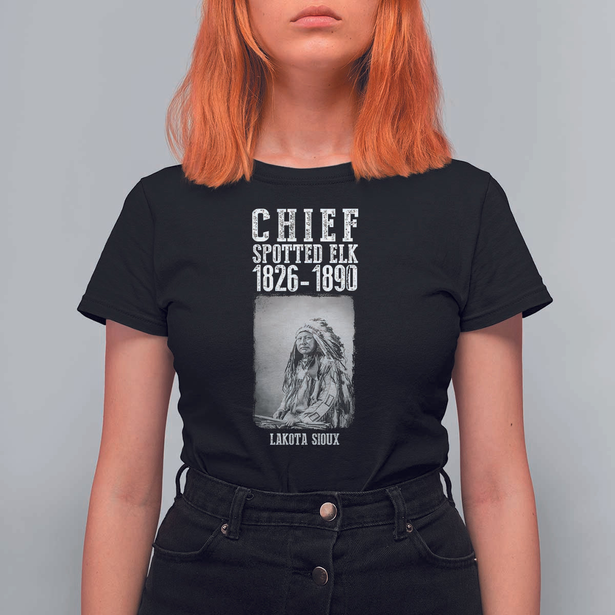 Native American Indian Chief T Shirt For Women Lakota Sioux Chief Spotted Elk - Wonder Print Shop