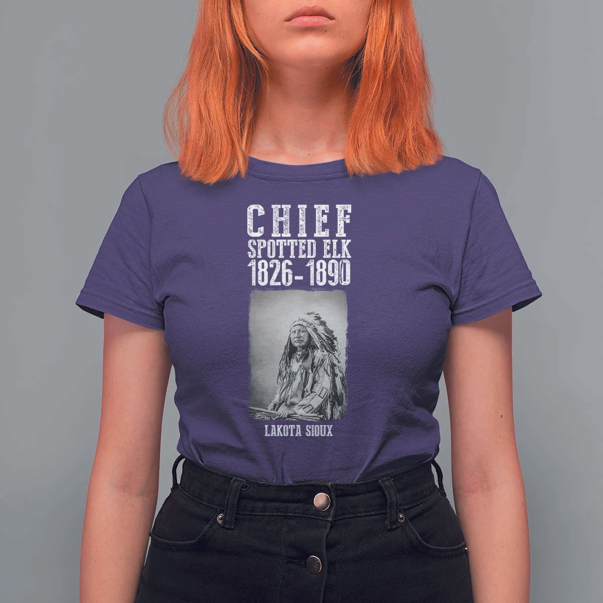 Native American Indian Chief T Shirt For Women Lakota Sioux Chief Spotted Elk - Wonder Print Shop
