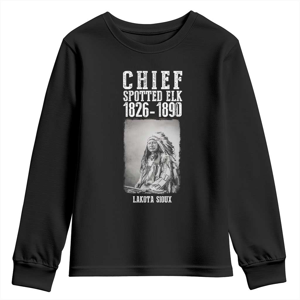 Native American Indian Chief Youth Sweatshirt Lakota Sioux Chief Spotted Elk - Wonder Print Shop